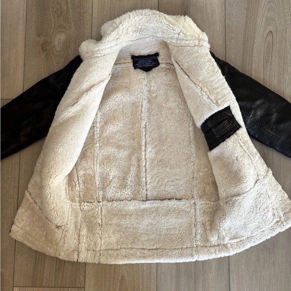 Vtg Men’s Real Shearling Leather Bomber Jacket Afghan Aviator Brown Size Small - Picture 3 of 9